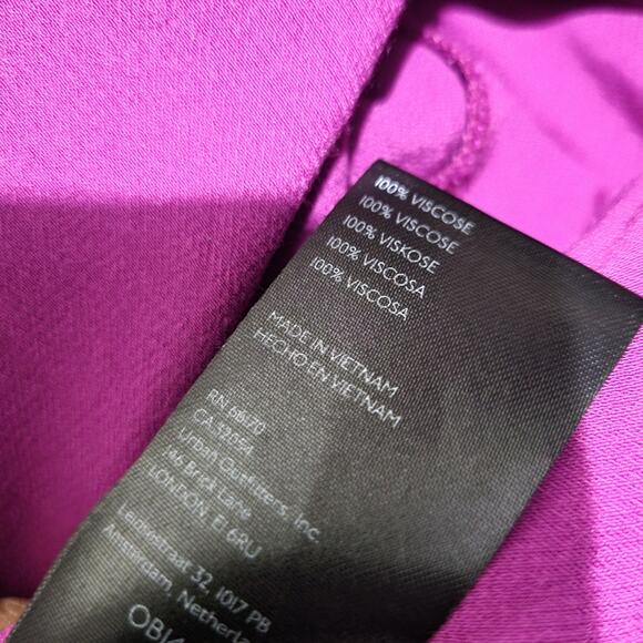 Anthropologie Satin Slip Skirt Purple Magenta Slit Midi Column Viscose Medium - Picture 13 of 14